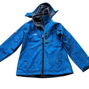 North Face Girls Youth XXL Gorpcore Blue Floral Summit Series Hooded Jacket